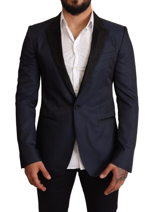 Veste blazer MARTINI coupe slim en laine bleue