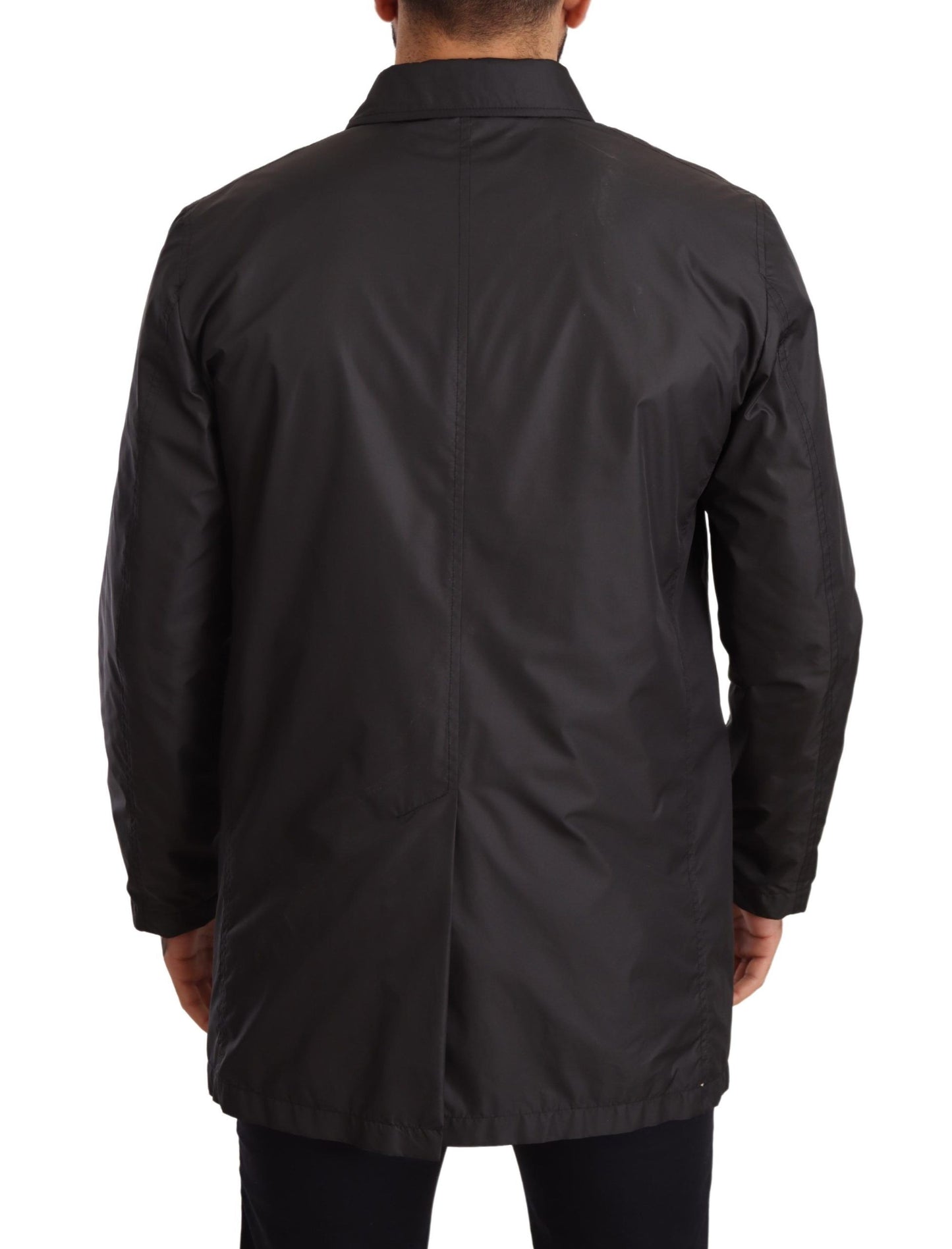 Veste de manteau de tranchée des hommes noirs de polyester