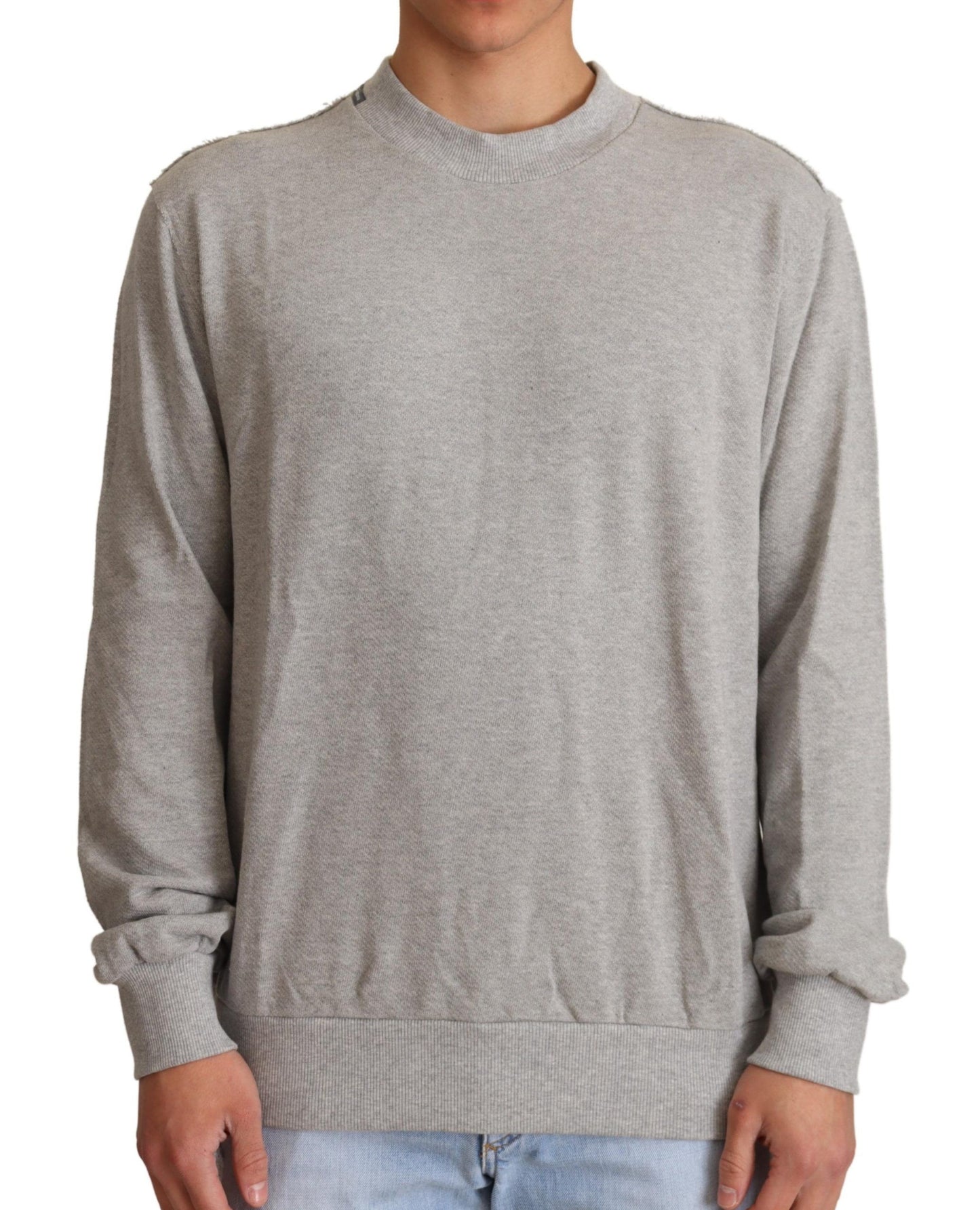 Maglione pullover girocollo in cotone grigio