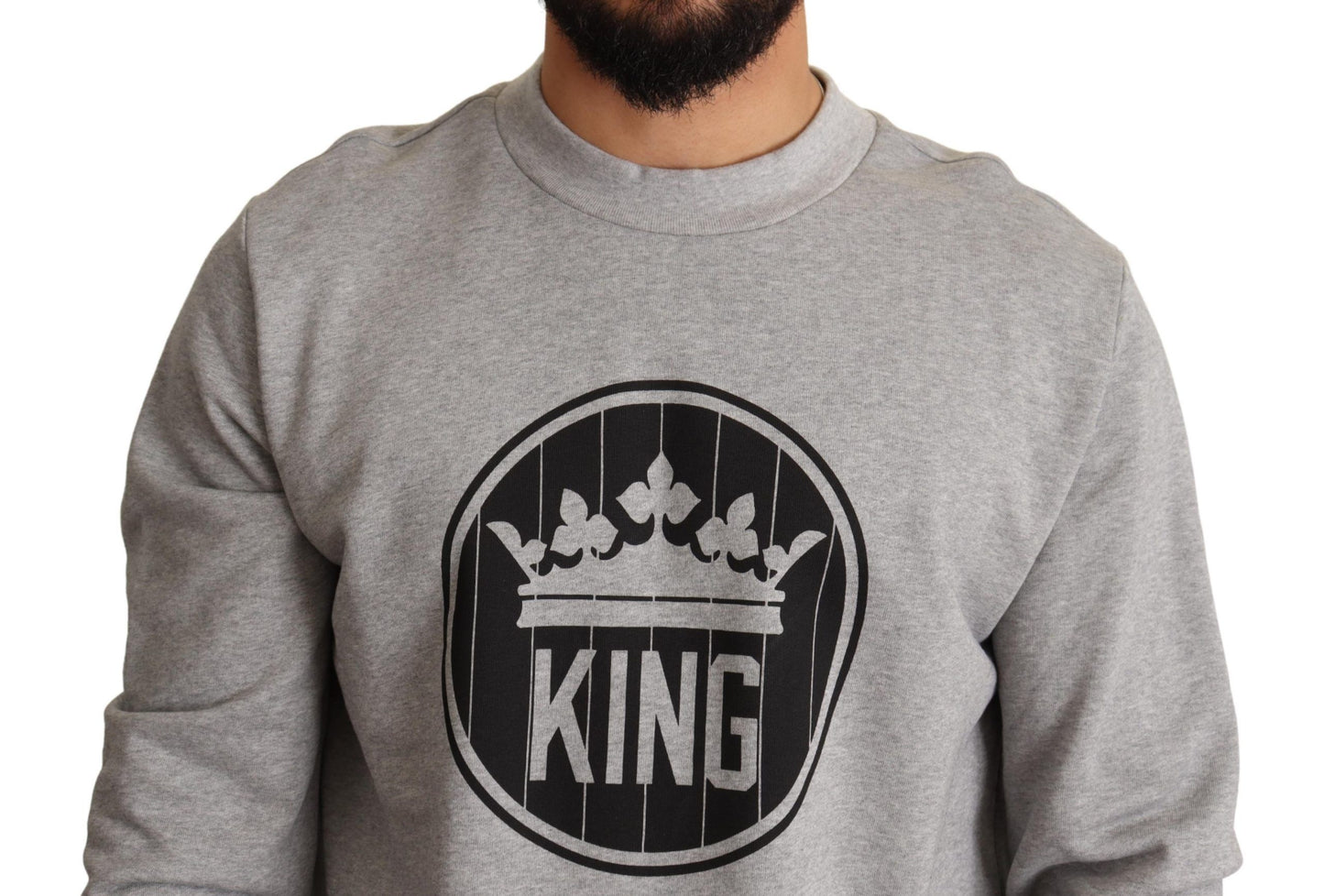 Maglione in cotone con stampa Crown King grigio