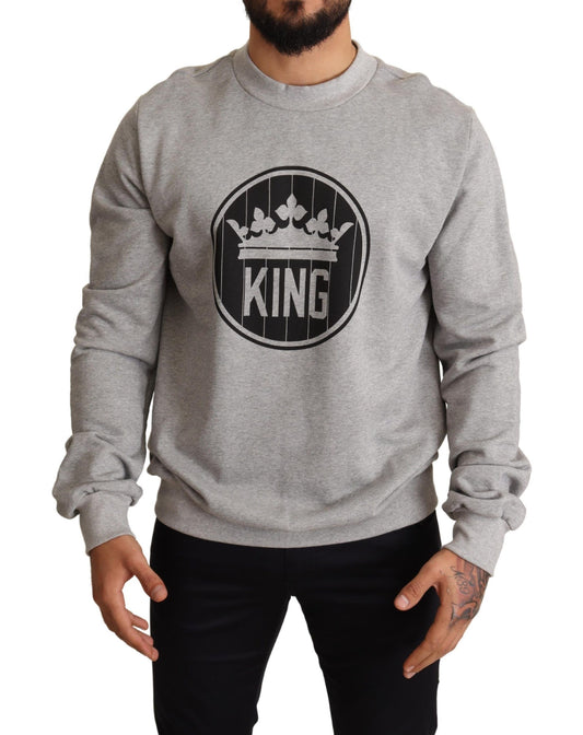 Maglione in cotone con stampa Crown King grigio