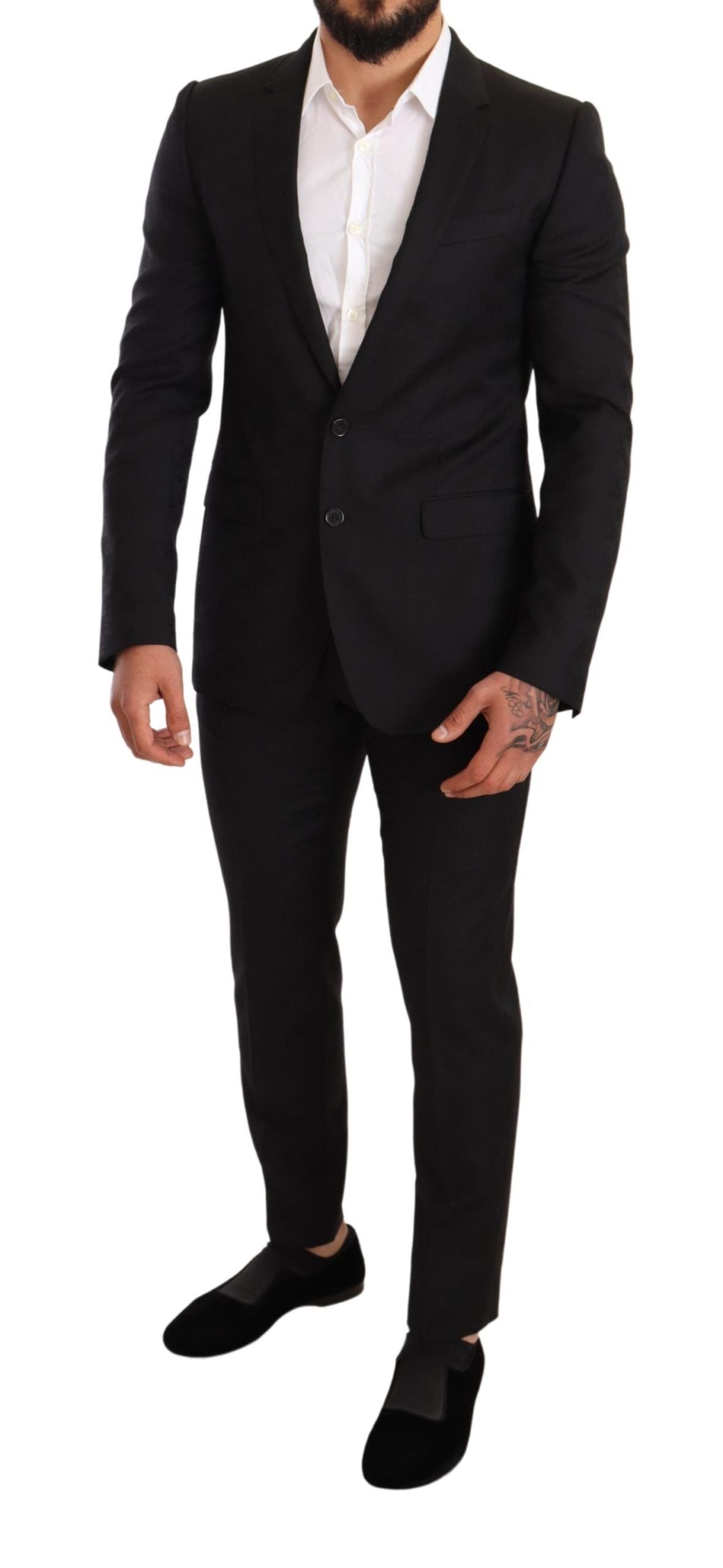 Abito MARTINI slim fit in lana nera con logo in 2 pezzi