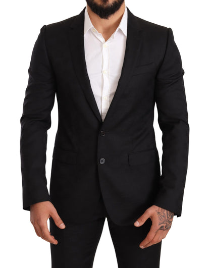 Abito MARTINI slim fit in lana nera con logo in 2 pezzi