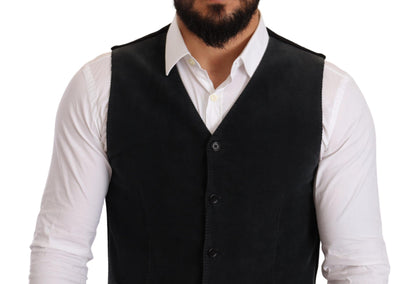 Gilet monopetto in cotone nero