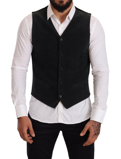 Gilet monopetto in cotone nero