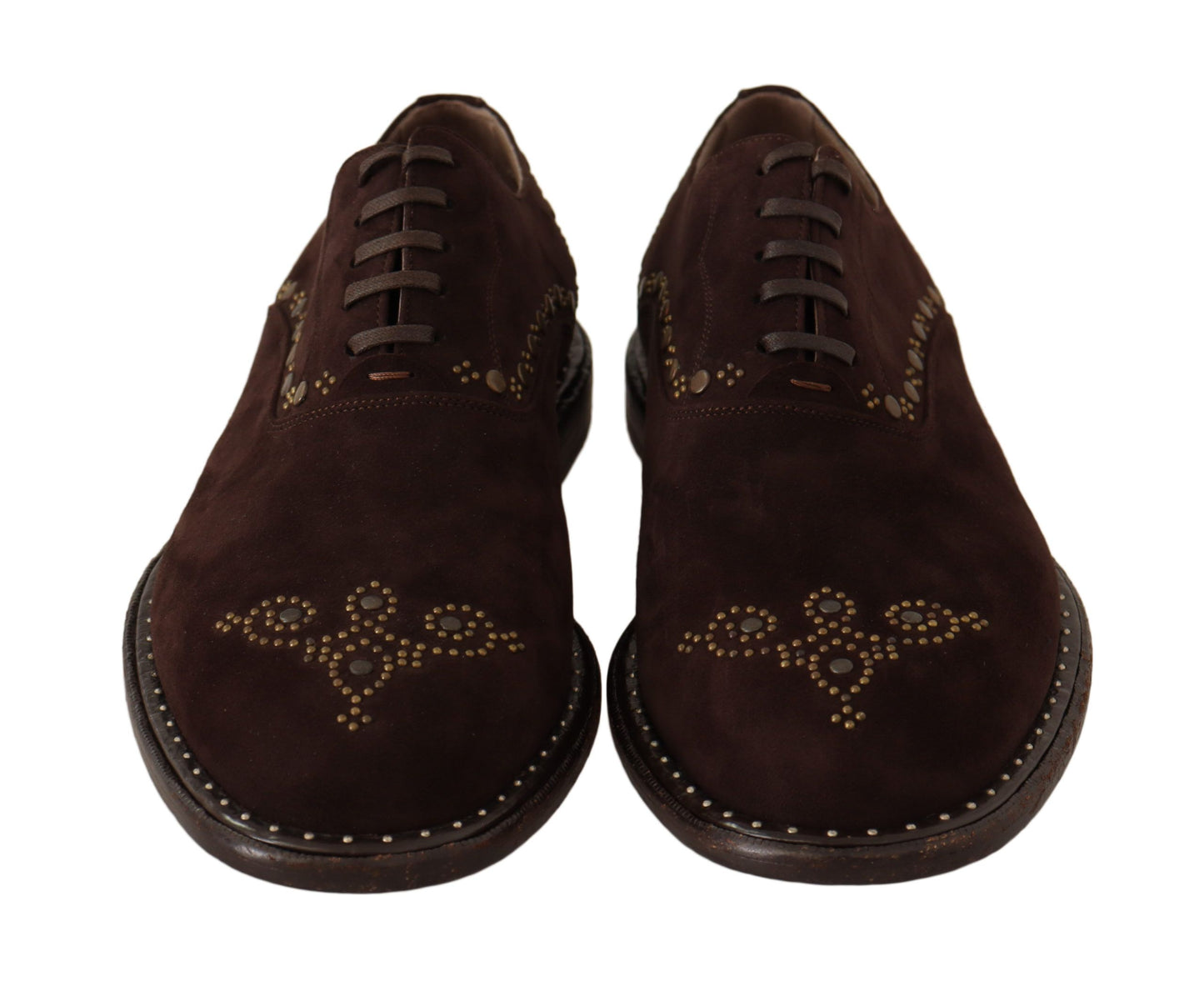 Chaussures derby cloutées Marsala en daim marron