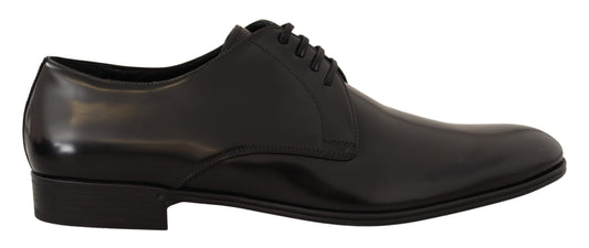 Chaussures Derby en cuir noir à lacets pour hommes