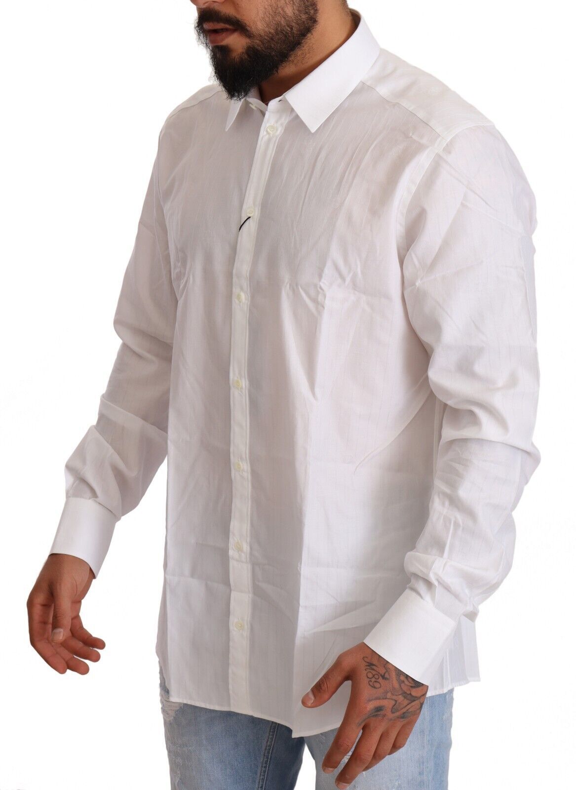 Chemise MARTINI homme coupe slim en coton blanc