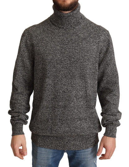 Maglione pullover in cashmere grigio con collo alto