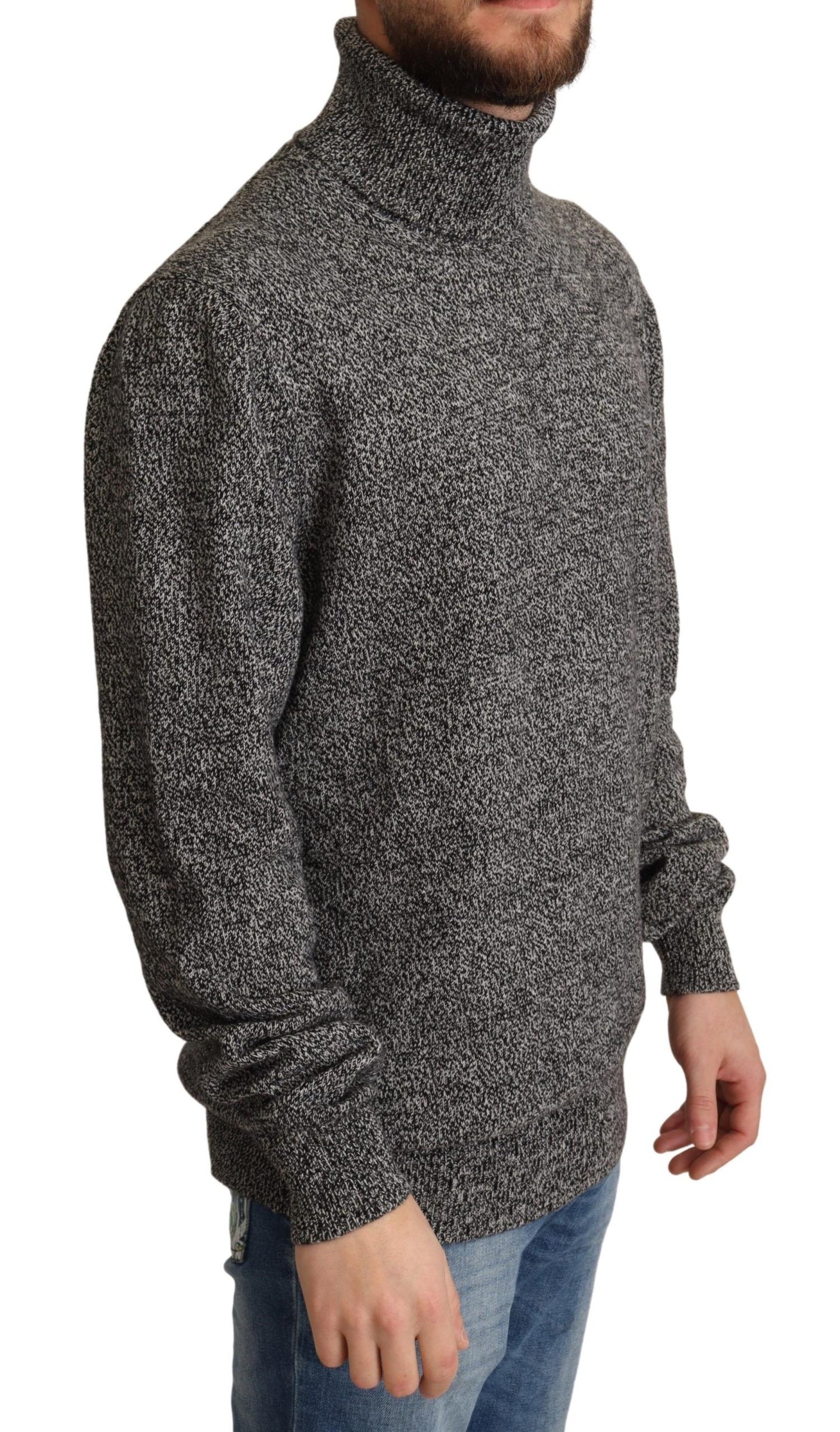 Maglione pullover in cashmere grigio con collo alto