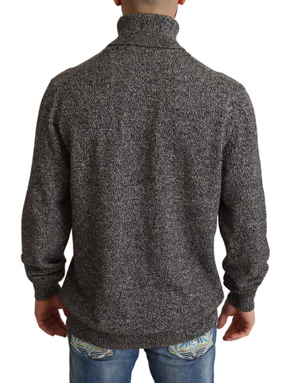 Maglione pullover in cashmere grigio con collo alto