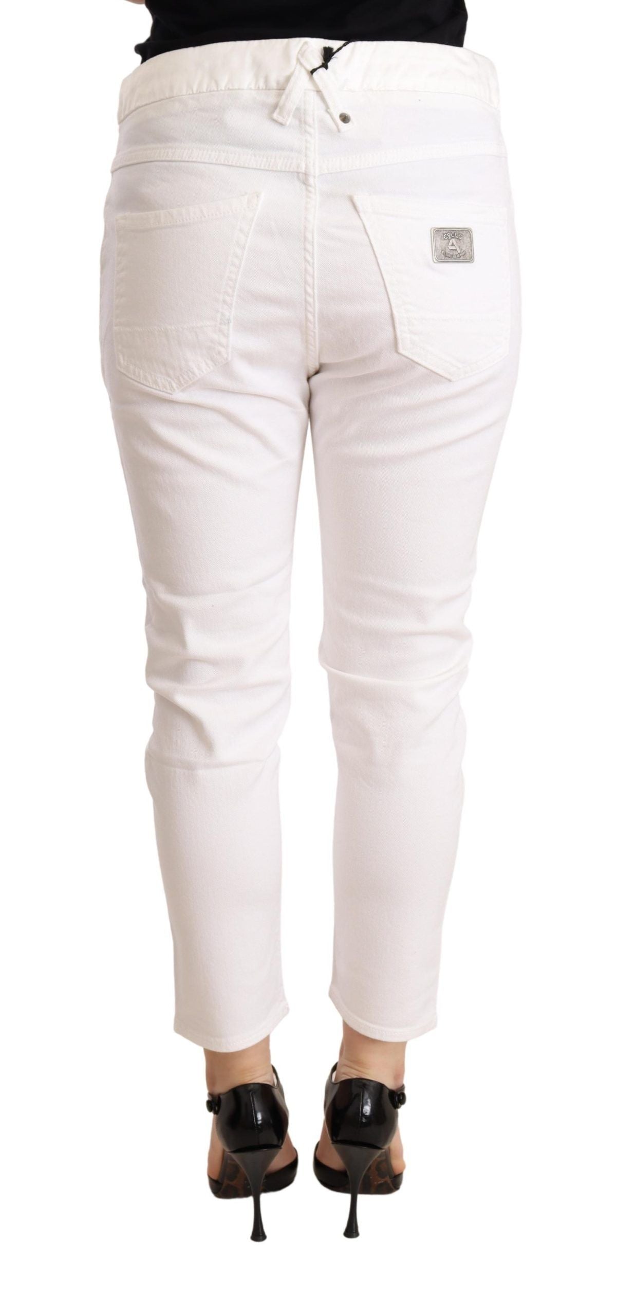 Pantaloni skinny elasticizzati in cotone skinny a vita media bianchi