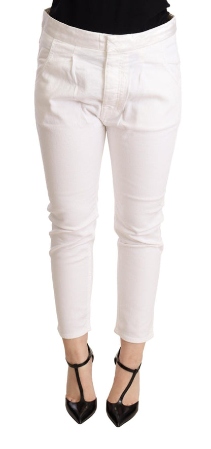 Pantaloni skinny elasticizzati in cotone skinny a vita media bianchi