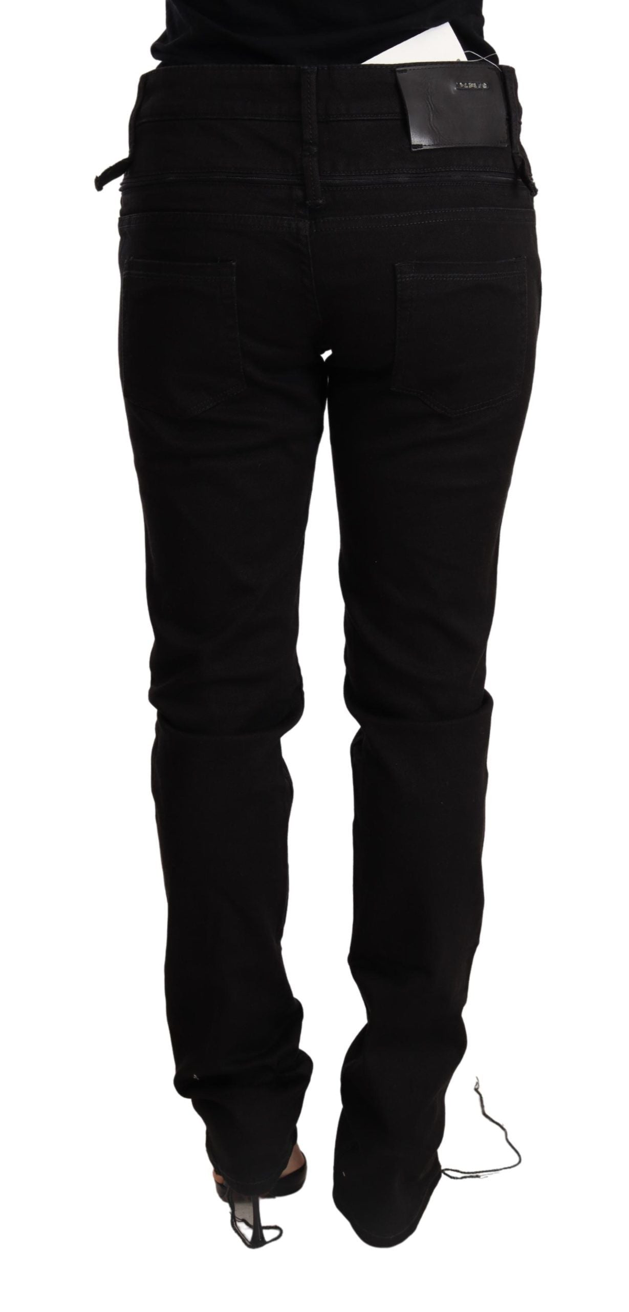 Pantalon en jean skinny taille basse noir