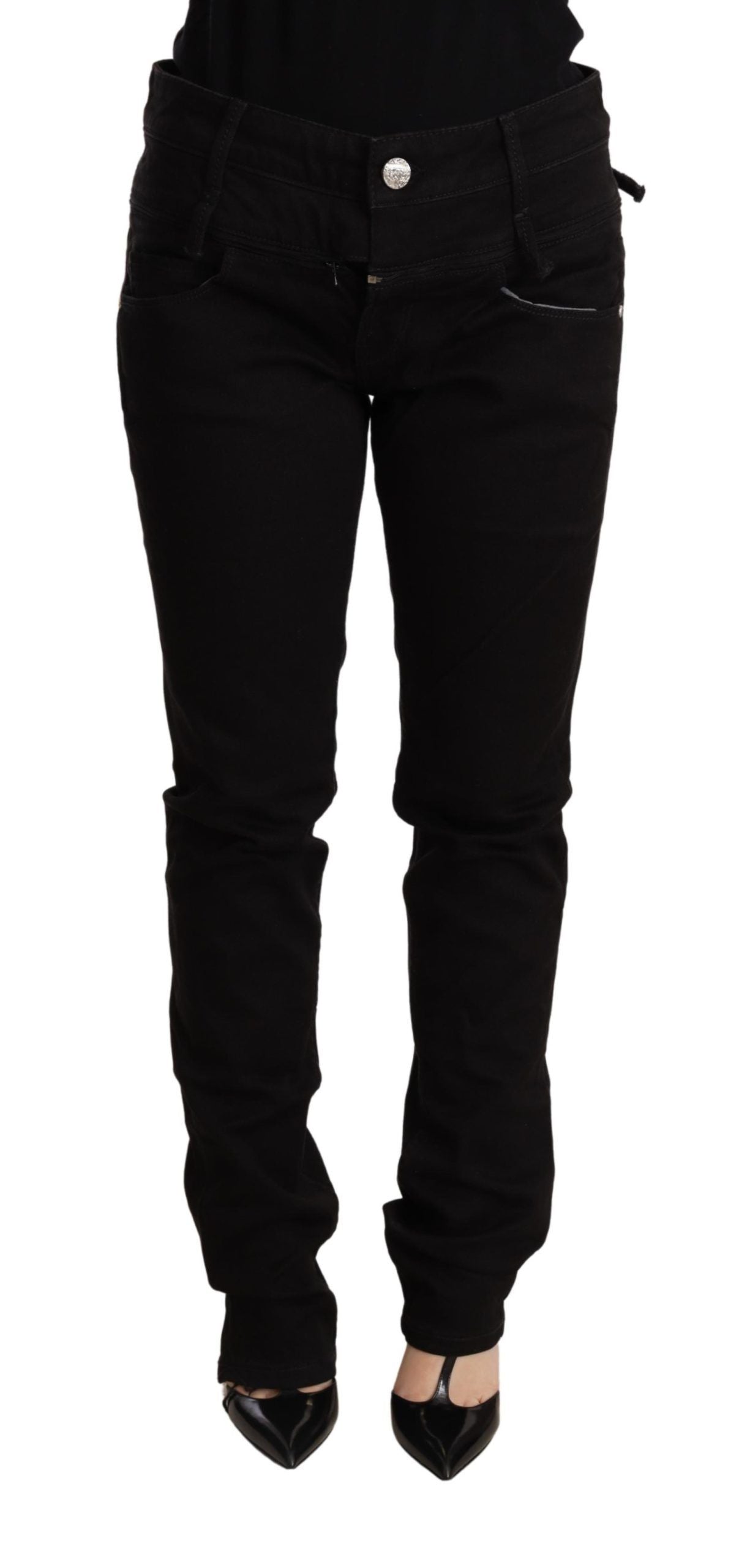 Pantalon en jean skinny taille basse noir