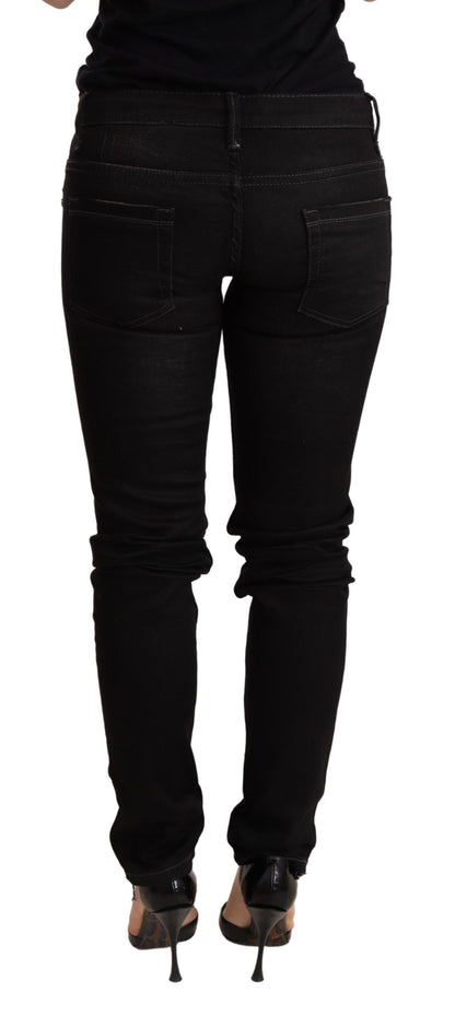 Pantalon en denim skinny taille basse noir