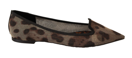 Braune, flache Ballerinas mit Leopardenmuster