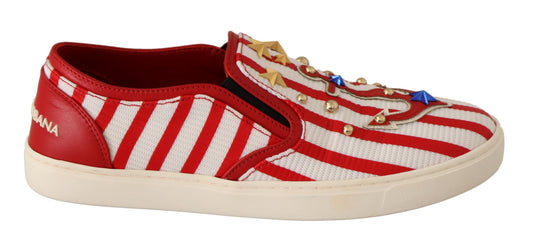 Mocassins cloutés ancre rouge et blanc