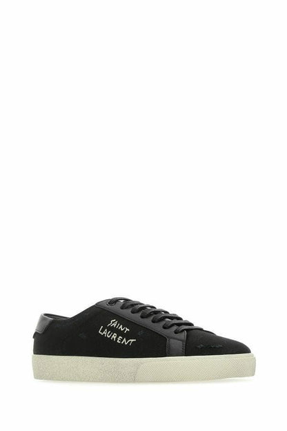 Saint Laurent Sleek Black Canvas & Leather Low-Top Sneakers