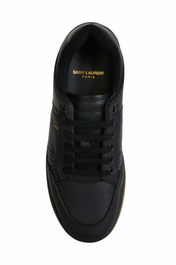 Schwarze Low-Top-Sneakers aus Kalbsleder