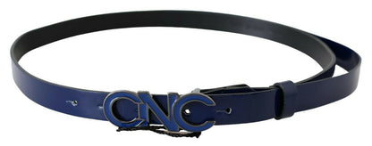 Cintura skinny alla moda con logo in pelle blu