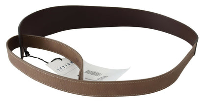 Ceinture large en cuir véritable marron avec logo