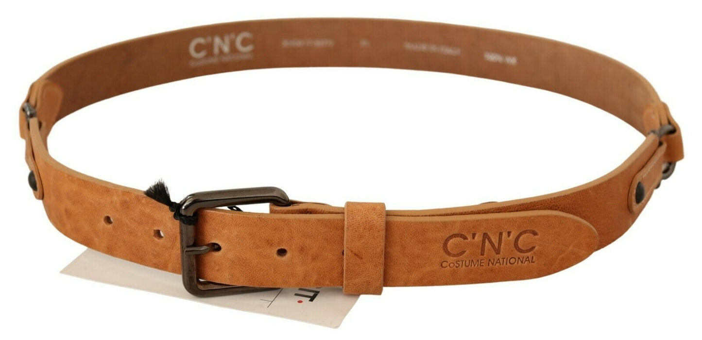 Costume National Elegant Light Brown Fashion Belt with Black-Tone Buckle