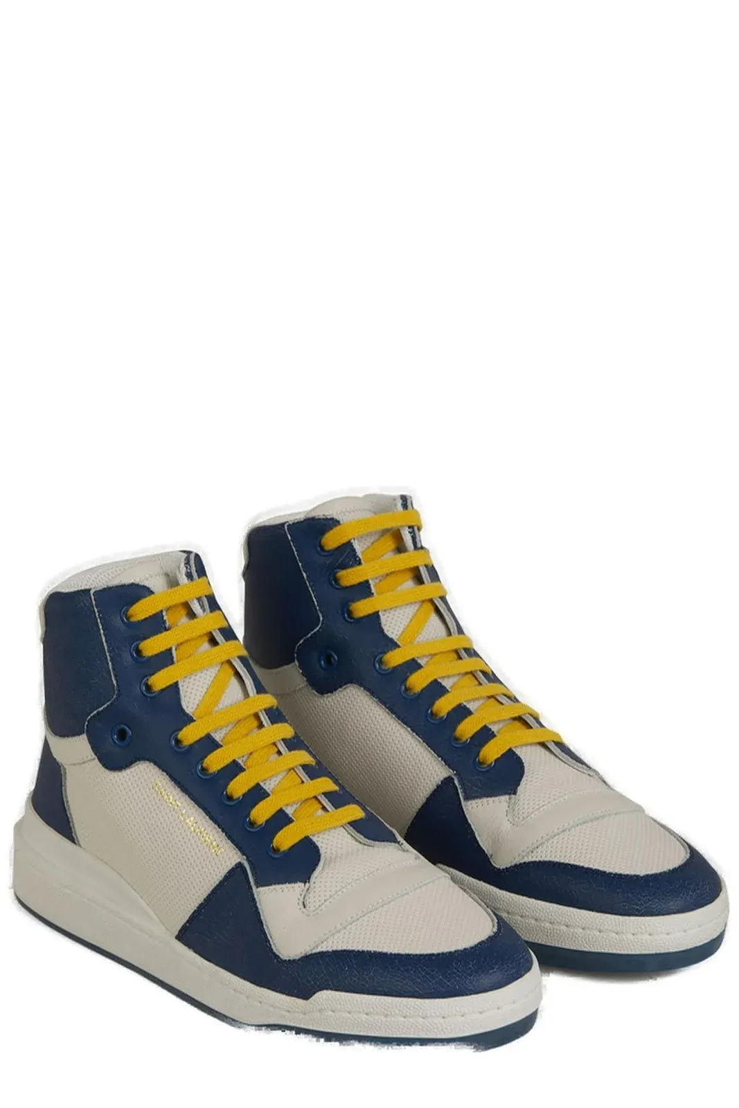 Blaue Mid-Top-Sneakers aus Kalbsleder