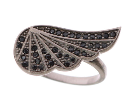 Bague en argent 925 rhodium CZ noir pour femme