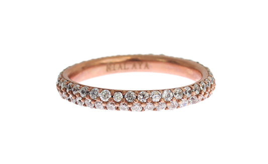 Bague CZ transparente en argent 925 en or rose