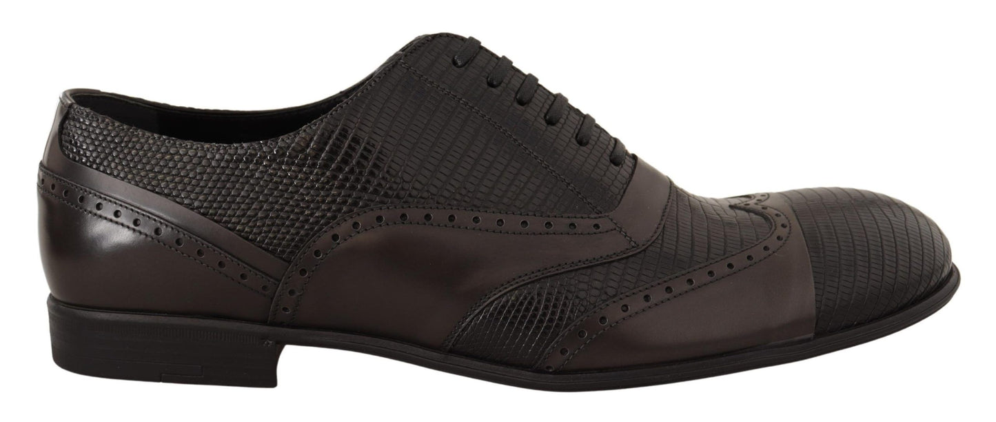 Chaussures habillées Oxford en cuir peau de lézard marron