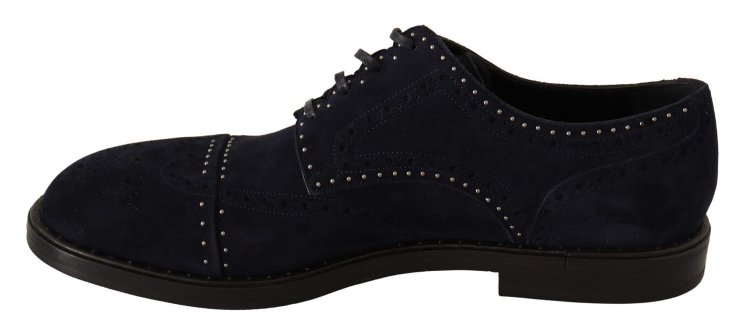 Blaue Derby-Schuhe aus Wildleder mit Nieten