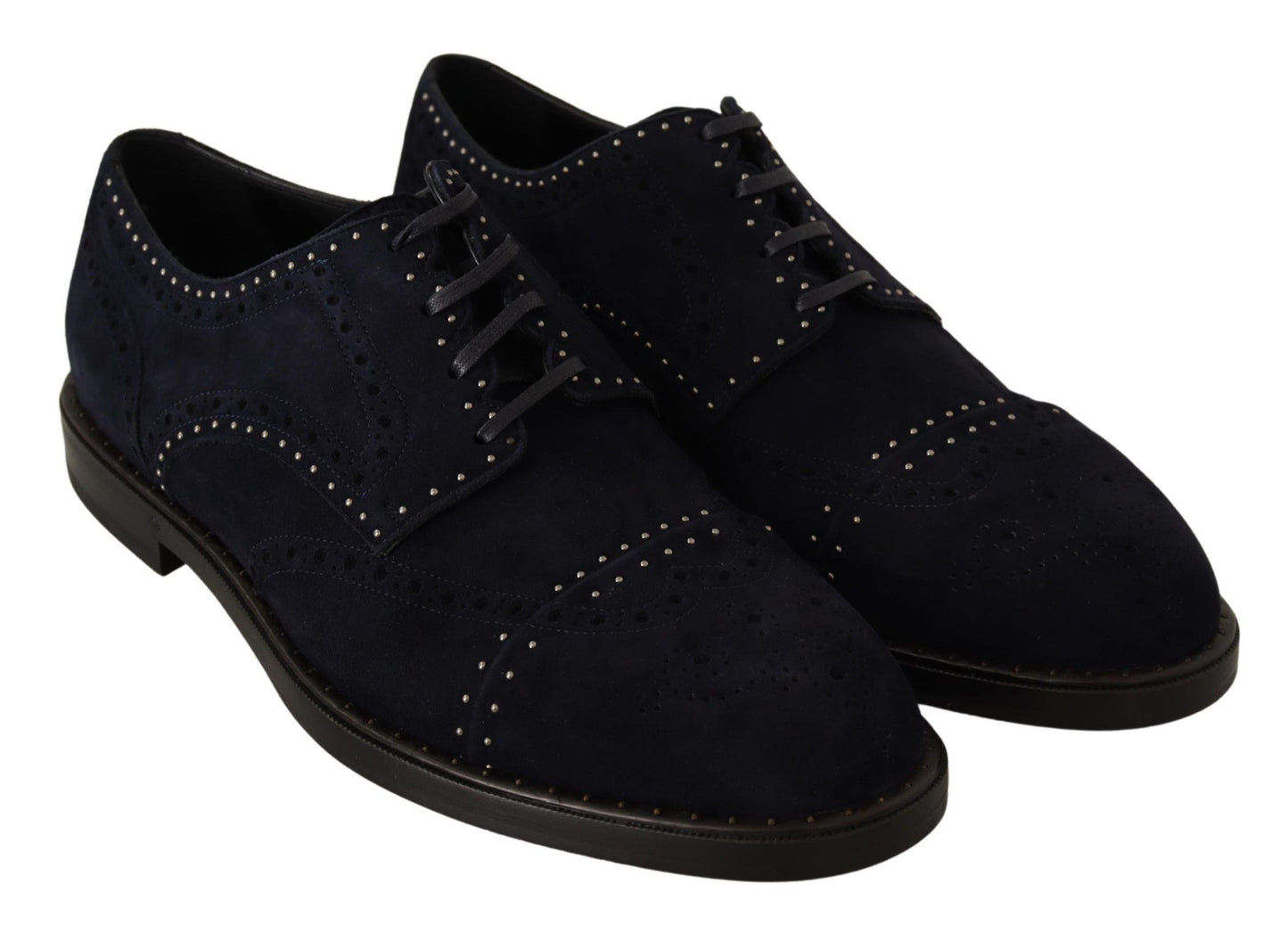 Blaue Derby-Schuhe aus Wildleder mit Nieten