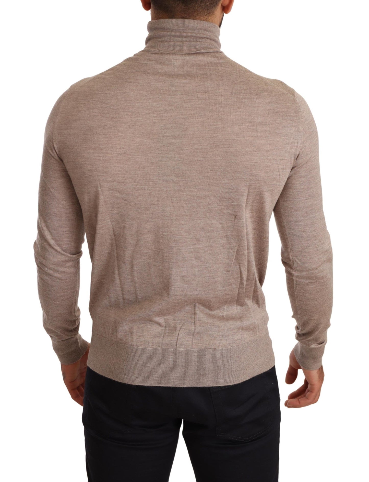 Maglione pullover dolcevita in cashmere beige