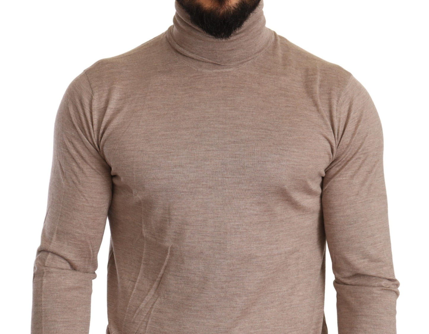 Maglione pullover dolcevita in cashmere beige