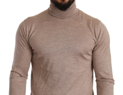 Maglione pullover dolcevita in cashmere beige