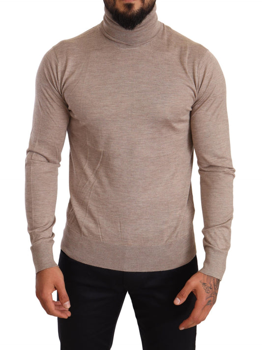 Maglione pullover dolcevita in cashmere beige