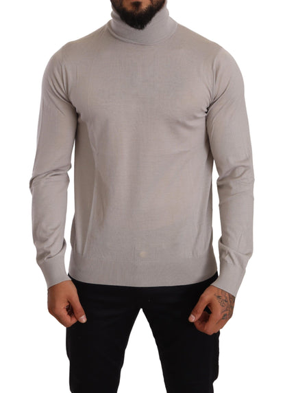 Maglione pullover dolcevita in cashmere grigio