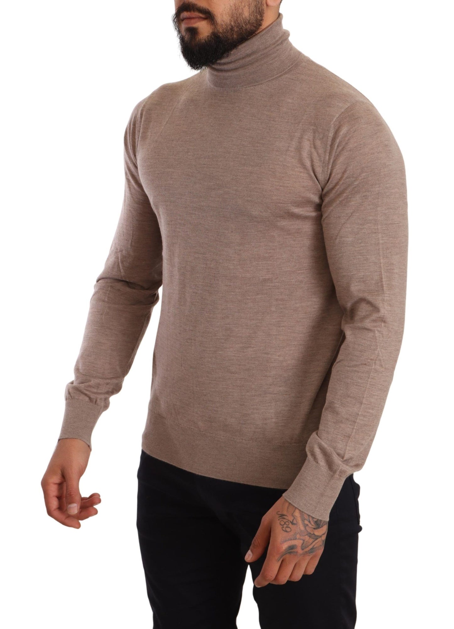 Maglione pullover dolcevita in cashmere marrone