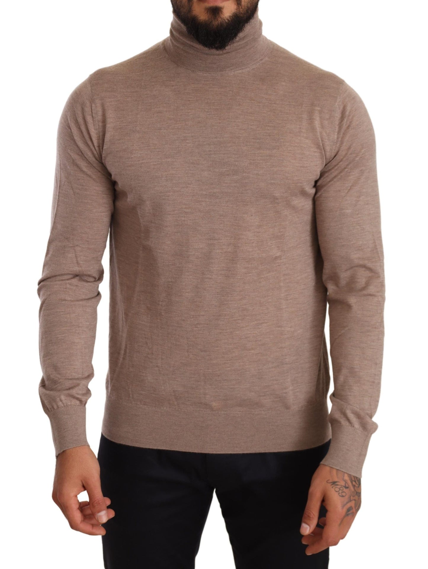 Maglione pullover dolcevita in cashmere marrone