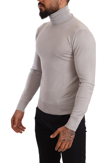 Maglione pullover dolcevita in cashmere grigio