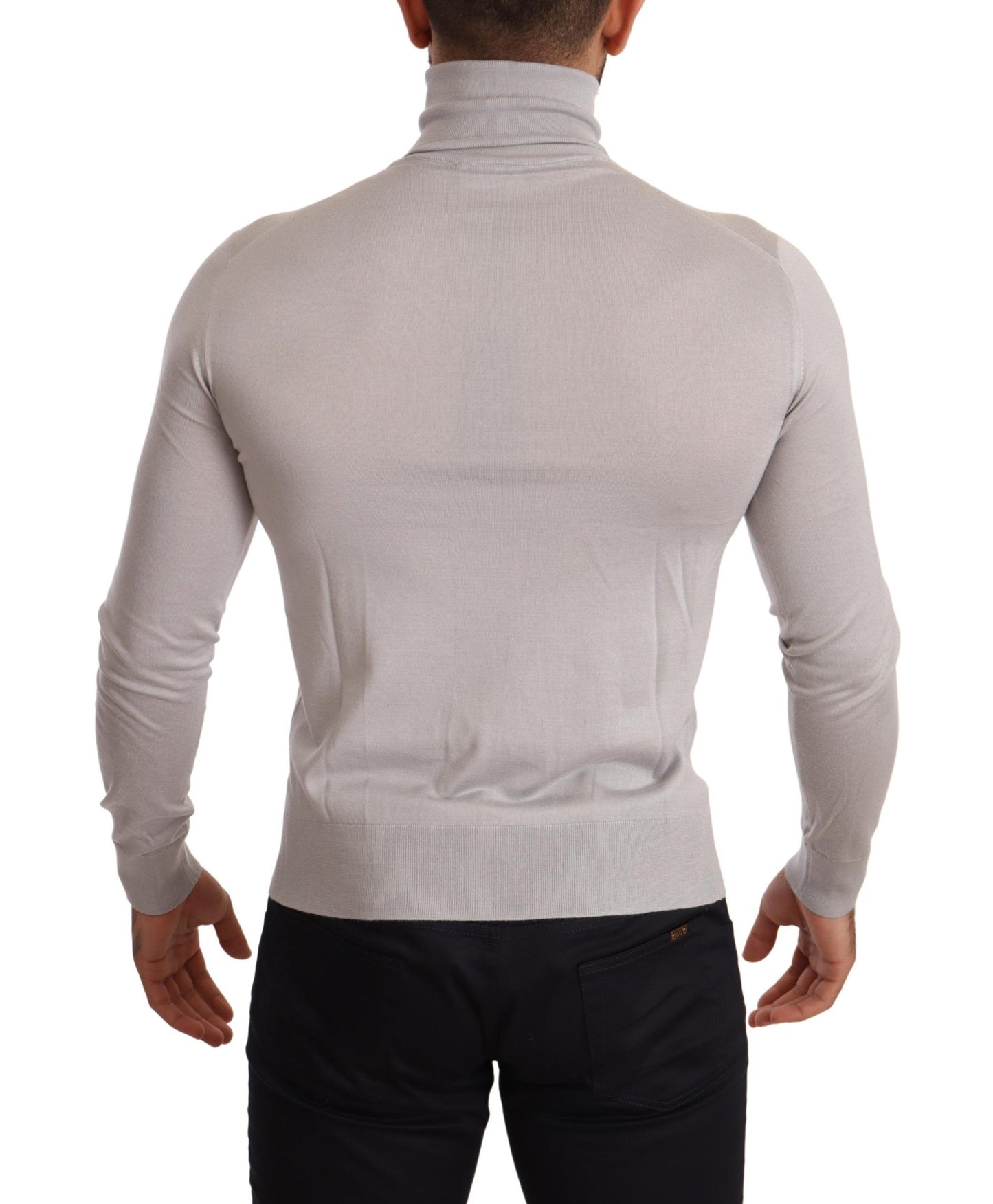 Maglione pullover dolcevita in cashmere grigio