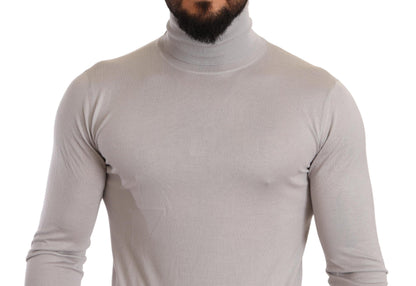 Maglione pullover dolcevita in cashmere grigio