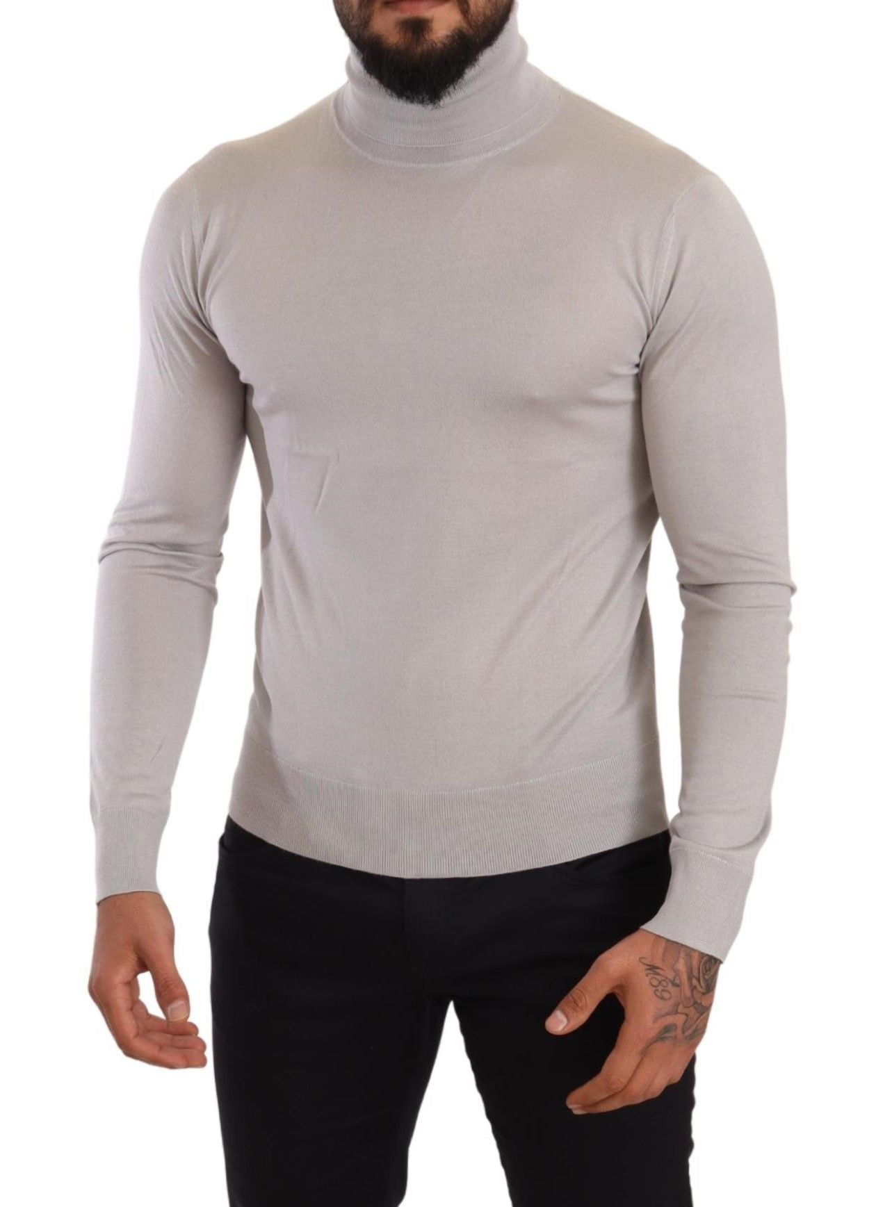 Maglione pullover dolcevita in cashmere grigio