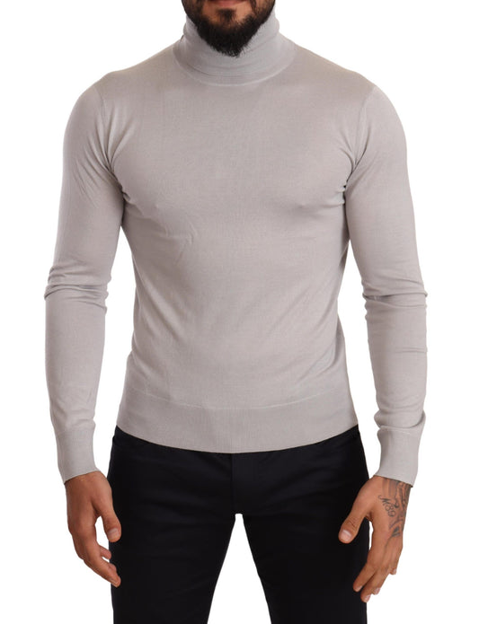 Maglione pullover dolcevita in cashmere grigio