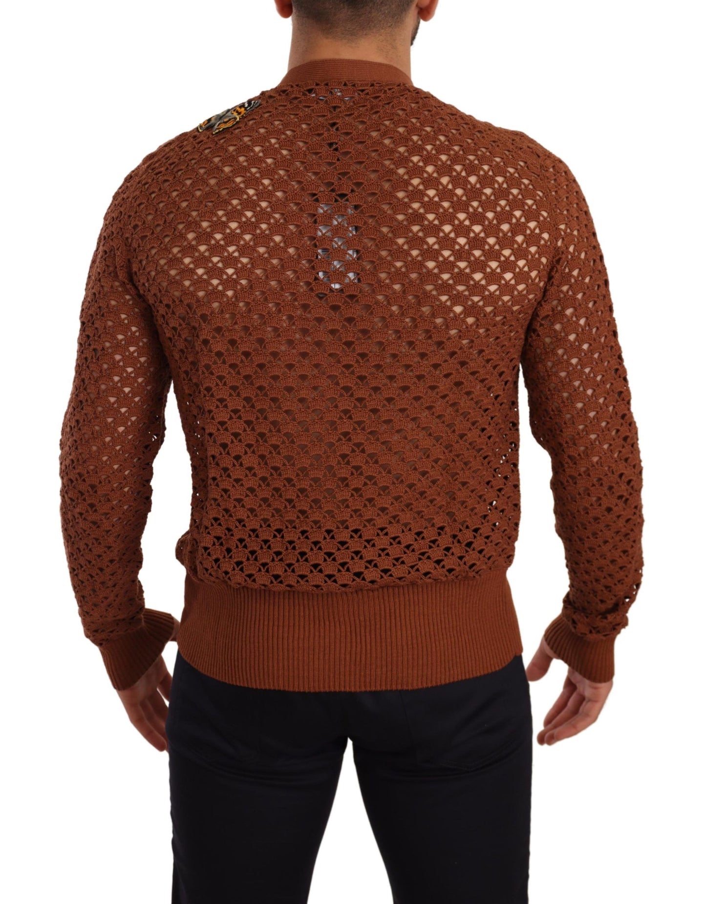 Maglione cardigan con farfalla leopardata marrone