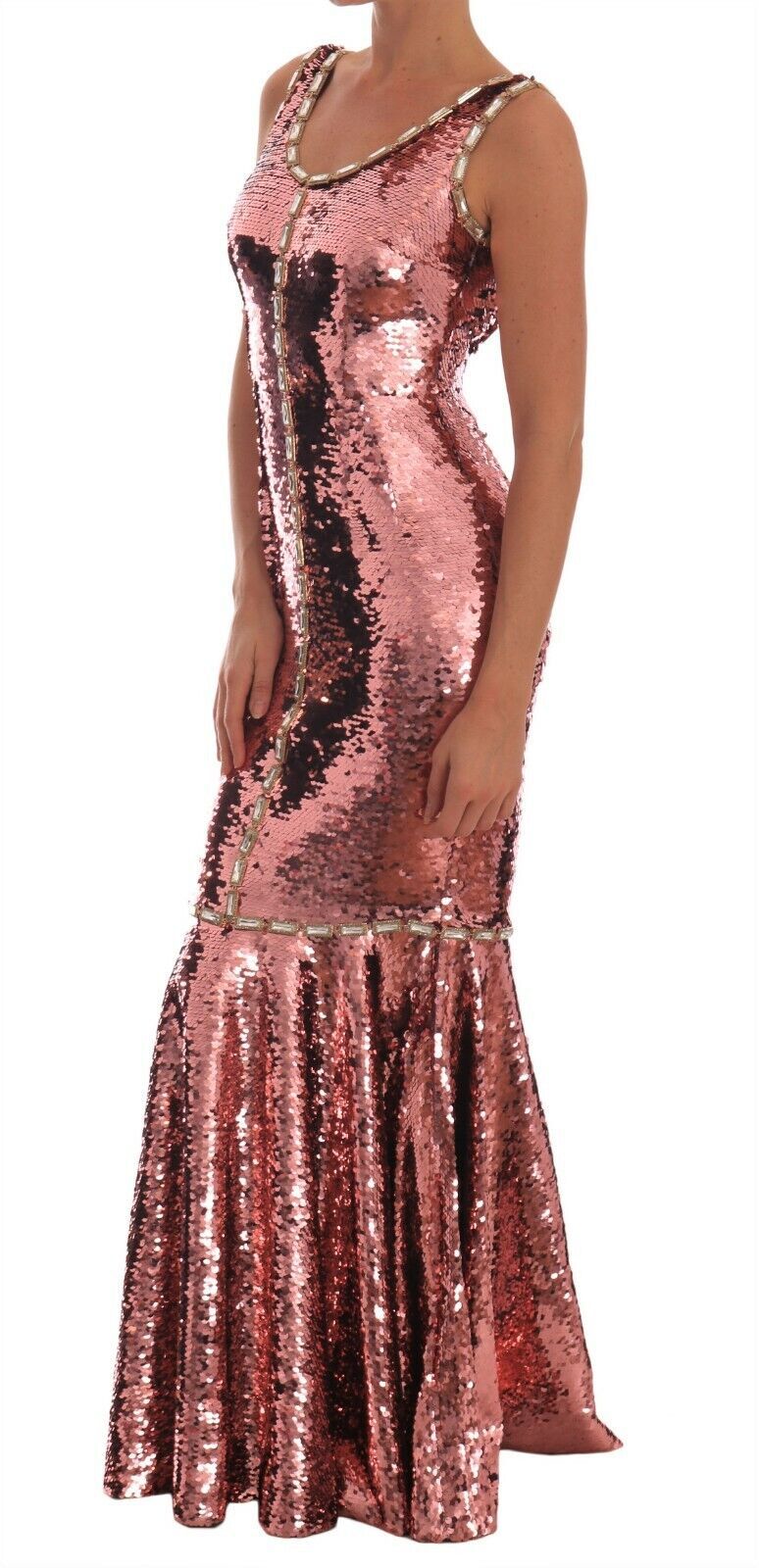 Robe fourreau en cristal rose à paillettes