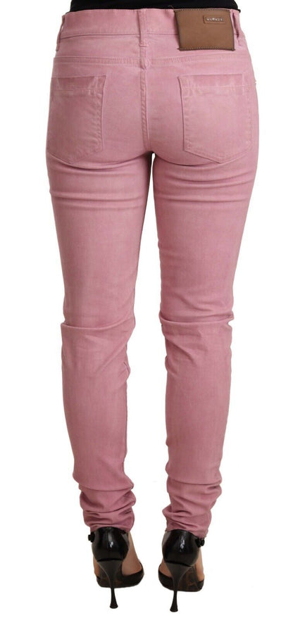 Pantalon skinny en denim pour femme coupe slim en coton rose