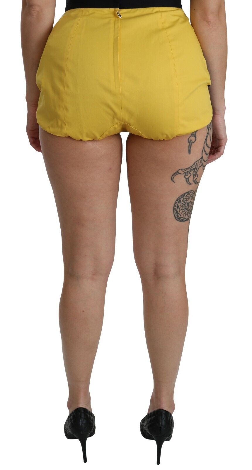 Pantaloncini hot pants gioiello in cotone giallo nero