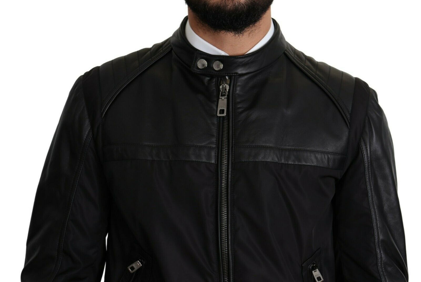 Veste Bomber Homme En Nylon Noir À Fermeture Éclair Complète